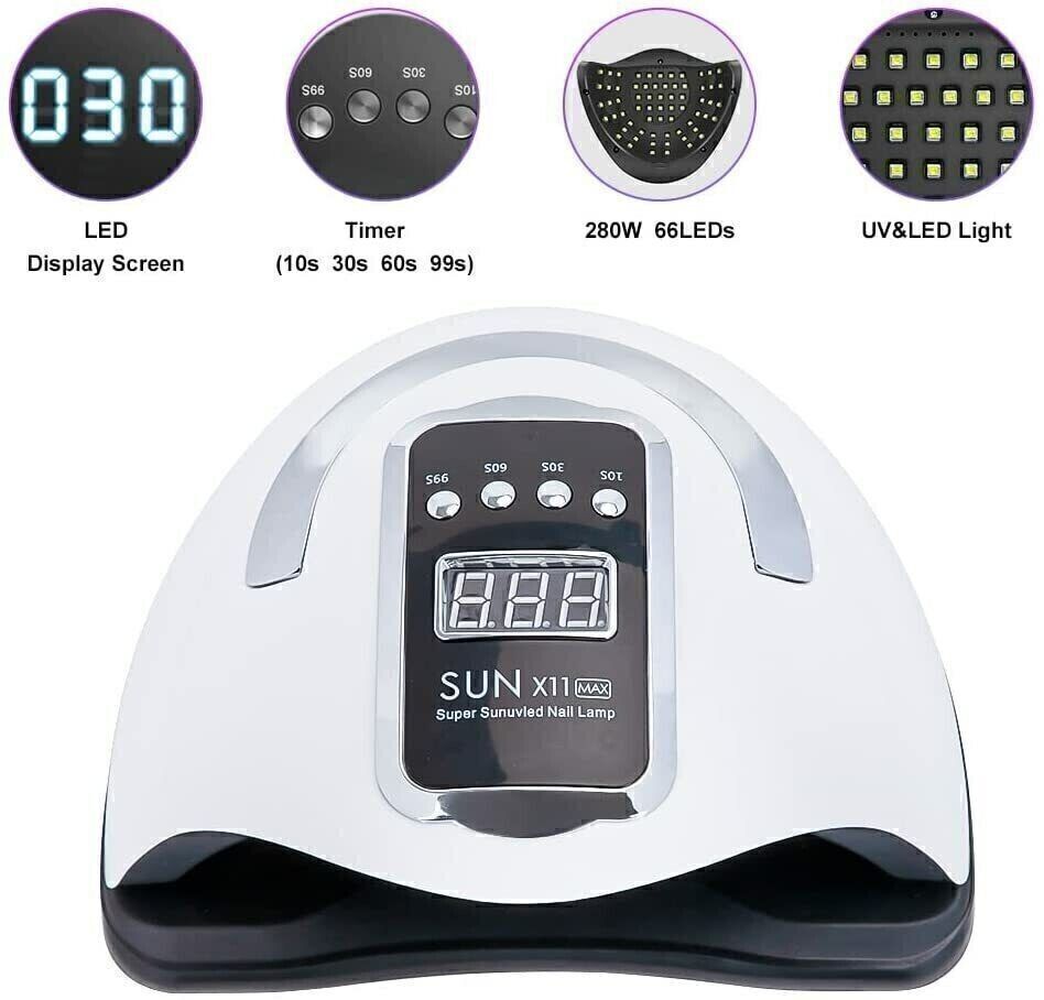 280W UV Nail Lamp Tool 66LED Professional Polish Dryer Gel Acrylic Curing Lights photo 2