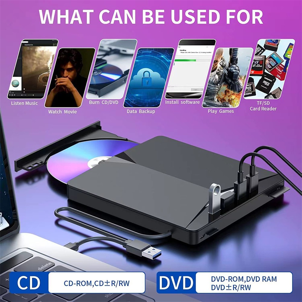 7 In1 External USB 3.0 DVD CD RW Writer Drive Burner Reader Player For Laptop PC photo 3