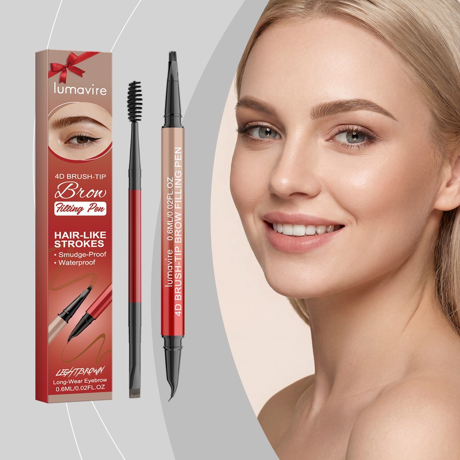 lumavire Four-Tip Eyebrow Pen, Light Brown, 0.6 ml photo 3