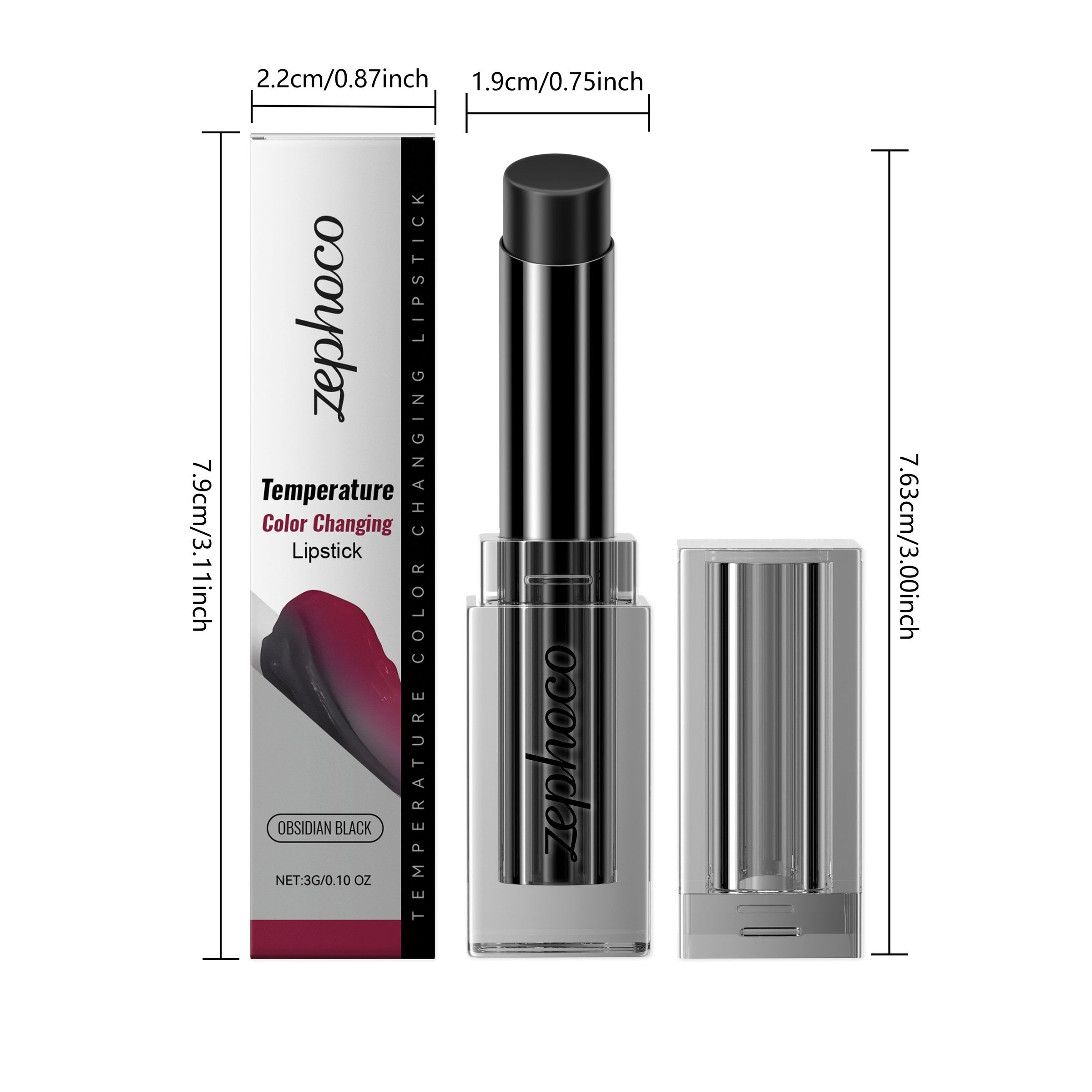 zephoco Tone-Adjusting Lipstick, Obsidian, 3 g photo 7