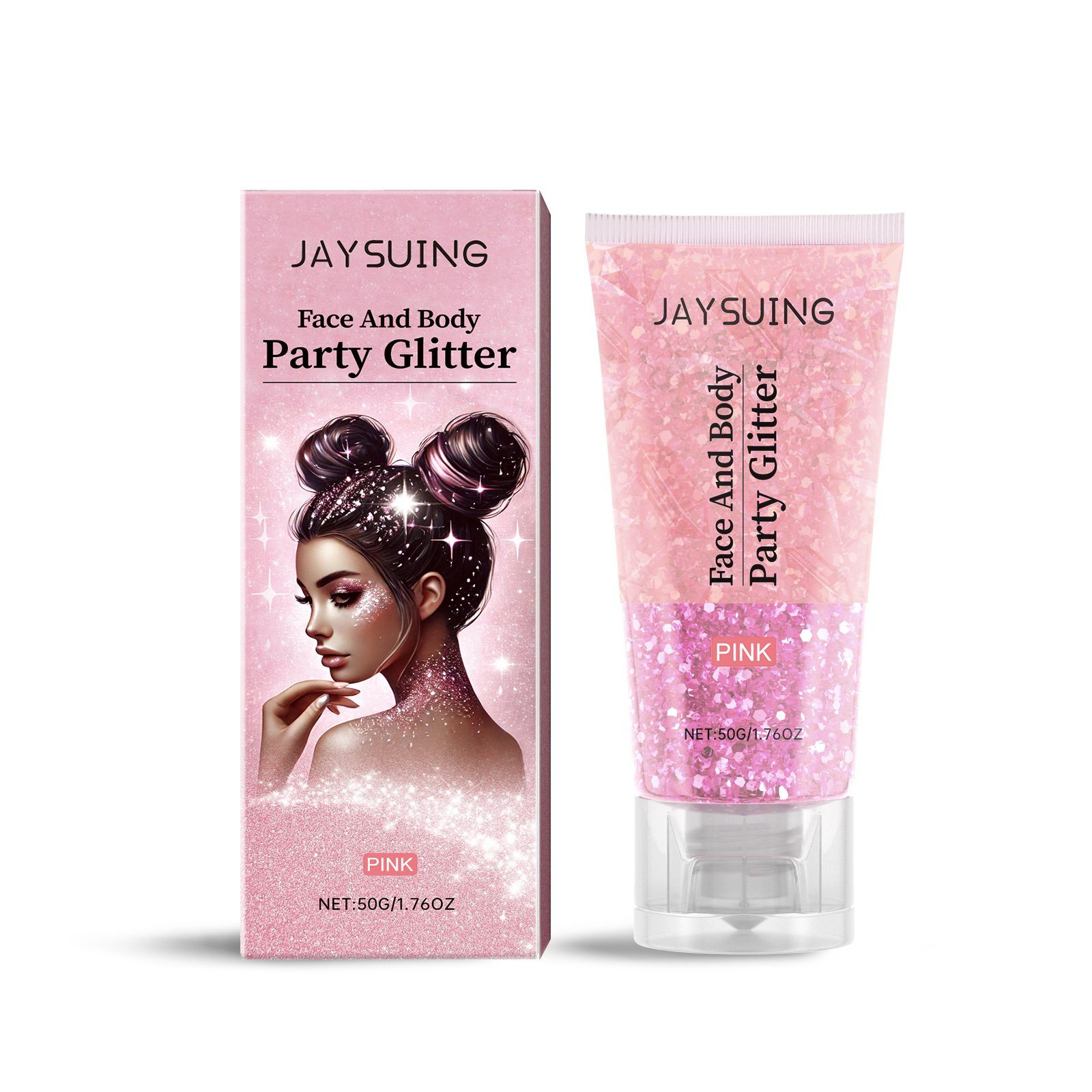 JAYSUING Pink Glitter Gel, 50 g photo 1