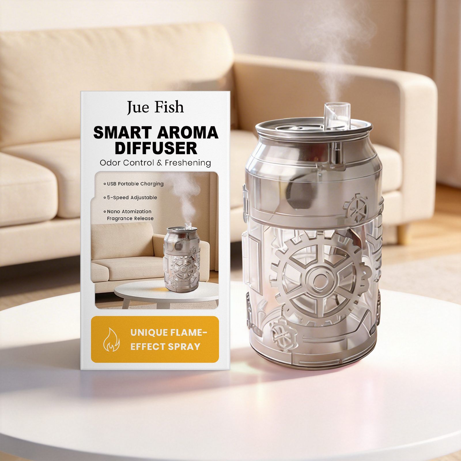JUE FISH Can-Shaped USB Aroma Diffuser, 1 Piece photo 2