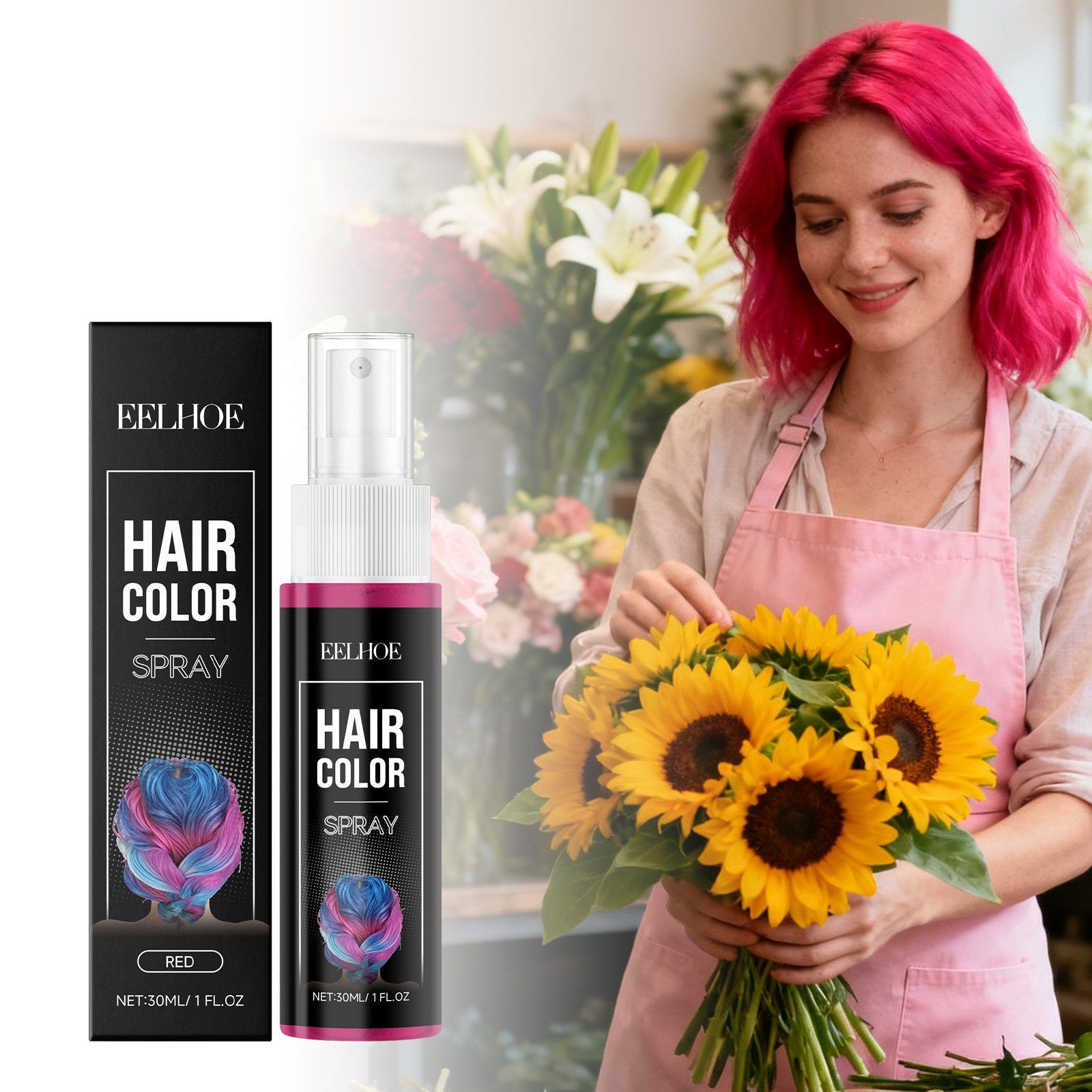 EELHOE Temporary Red Hair Color Spray 30 ml, 30 ml photo 2