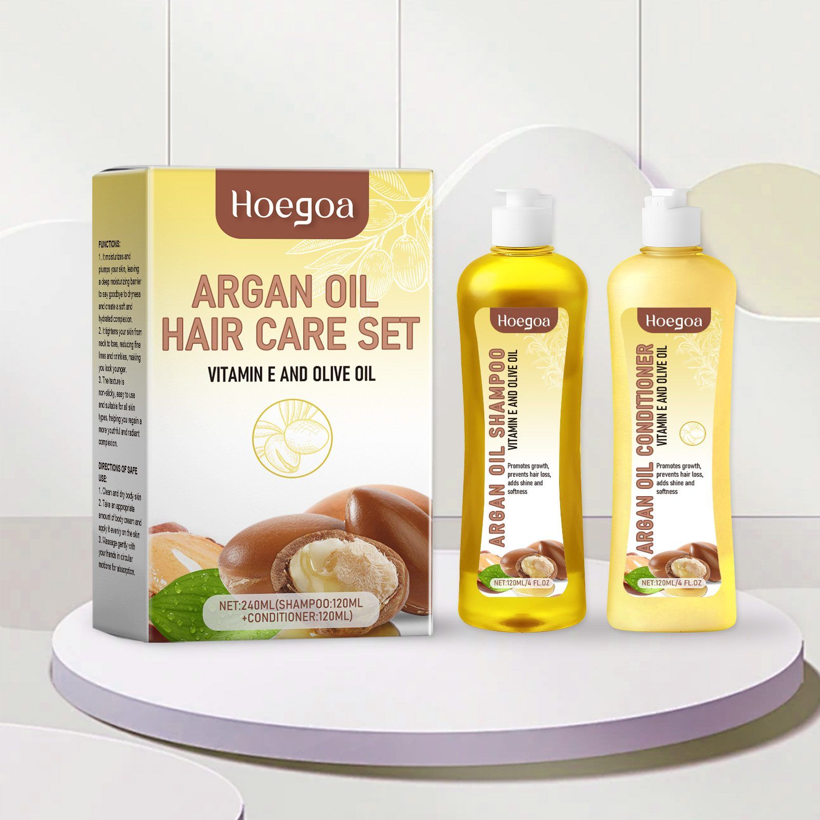 HOEGOA Argan Shampoo and Conditioner Set, 120 ml Shampoo + 120 ml Conditioner photo 6