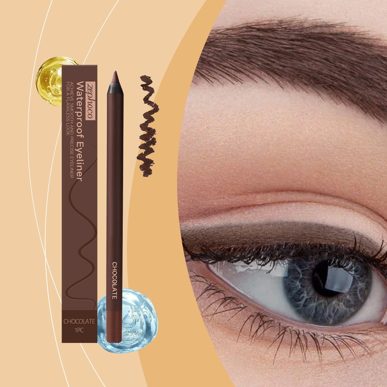 zephoco Eyeliner Pencil, Chocolate Brown, 1 Piece photo 2