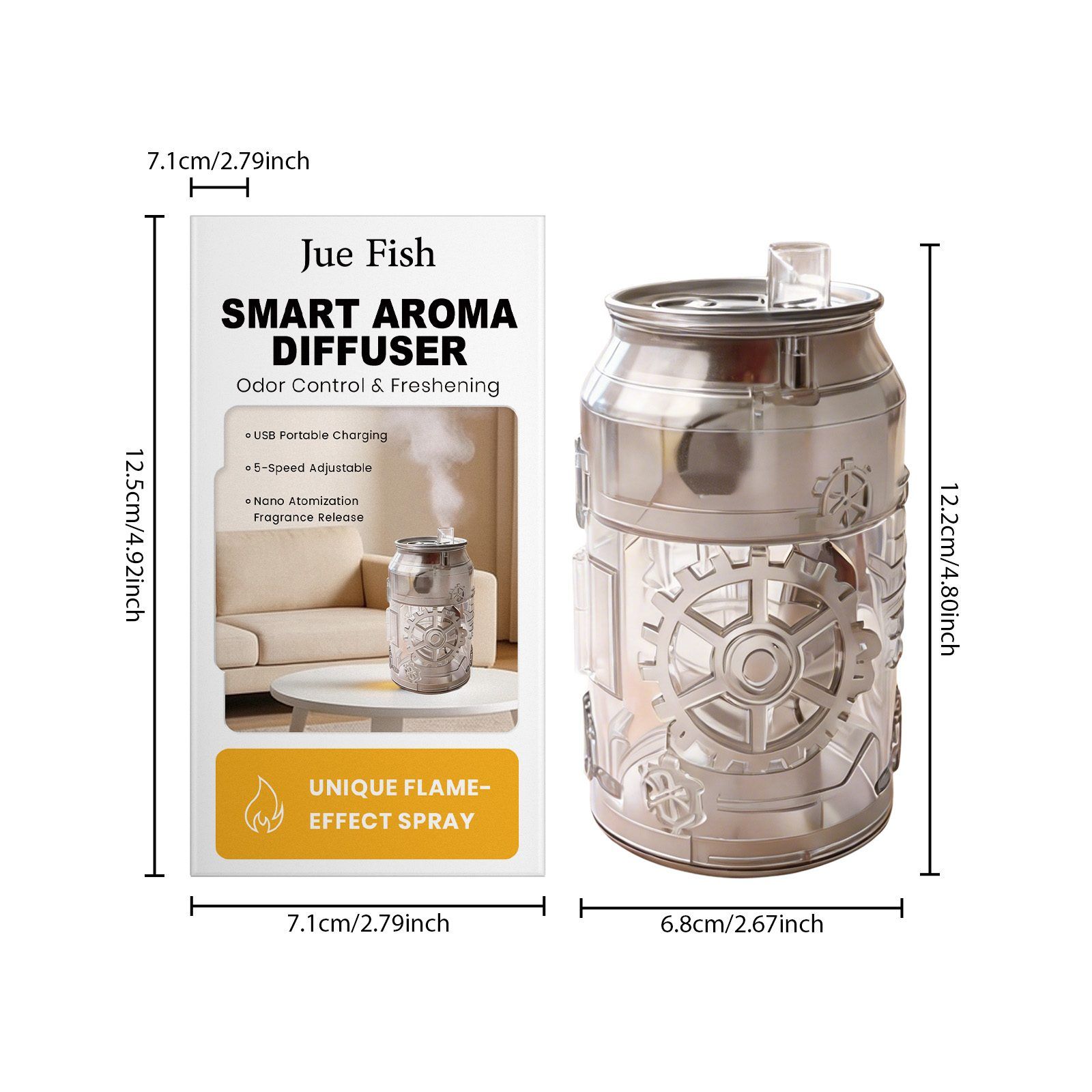 JUE FISH Can-Shaped USB Aroma Diffuser, 1 Piece photo 4
