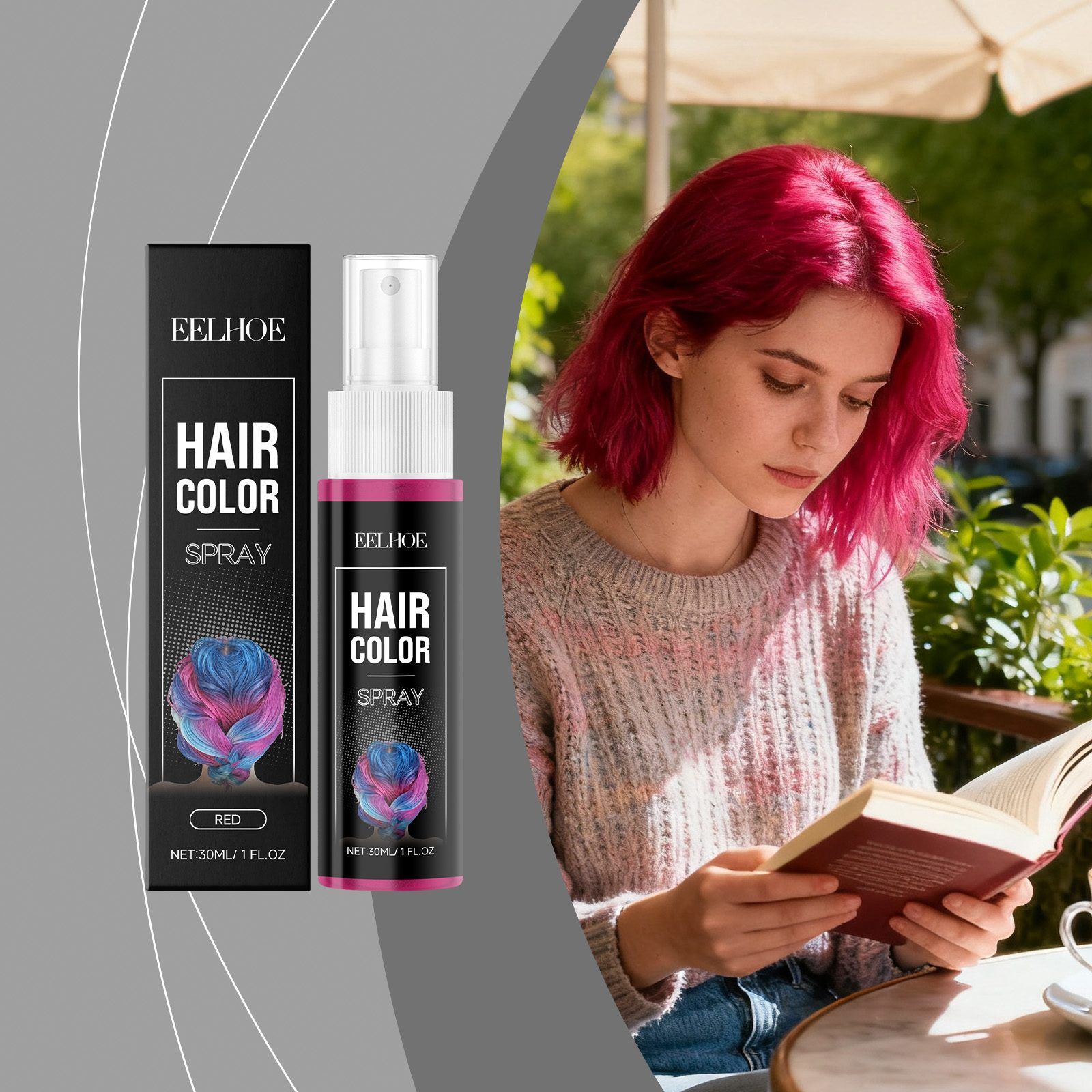 EELHOE Temporary Red Hair Color Spray 30 ml, 30 ml photo 8