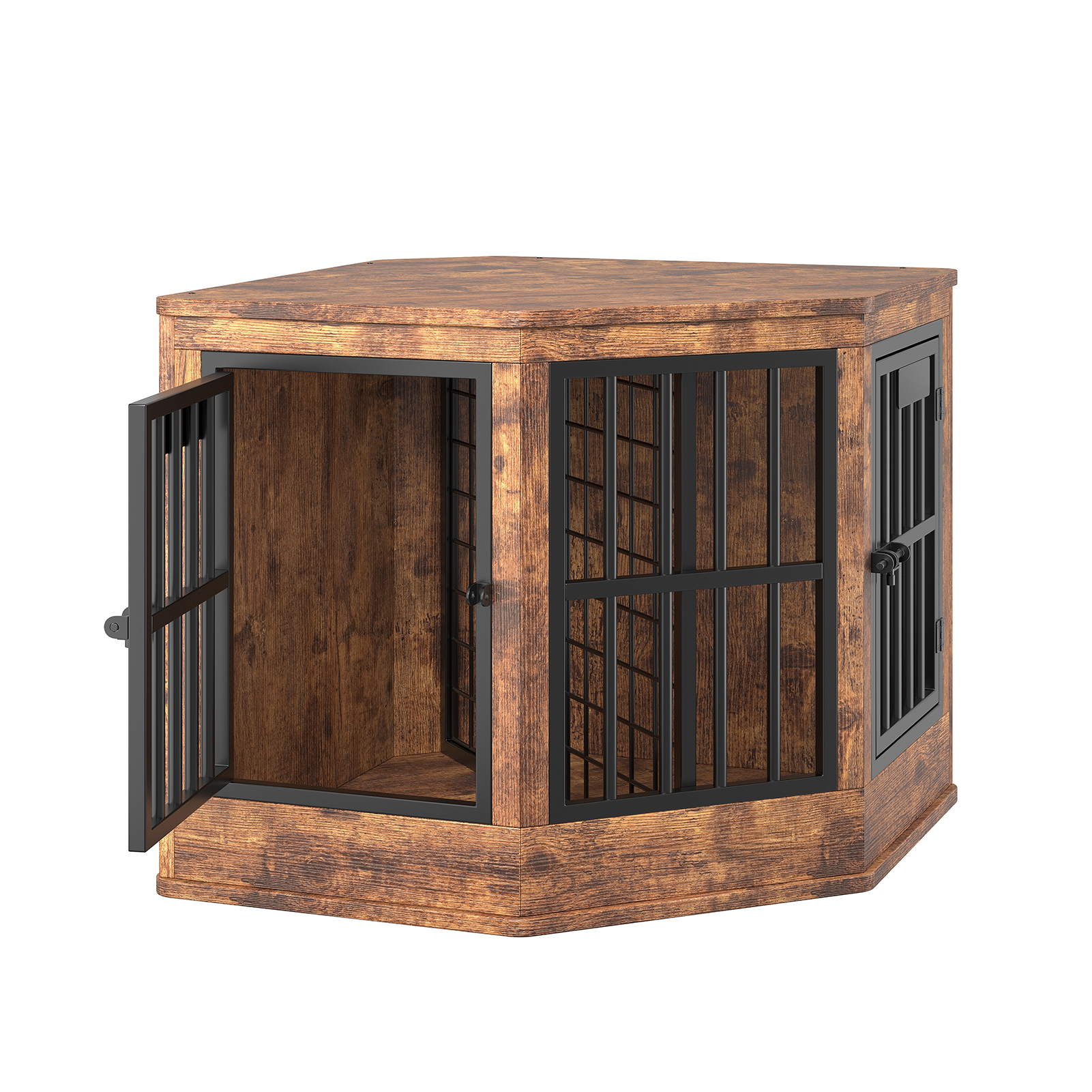 Corner Dog Crate Furniture Modern Indoor Dog Cage Decorative Pet House TV Stand For Medium And Large Sized Dogs Brown photo 4