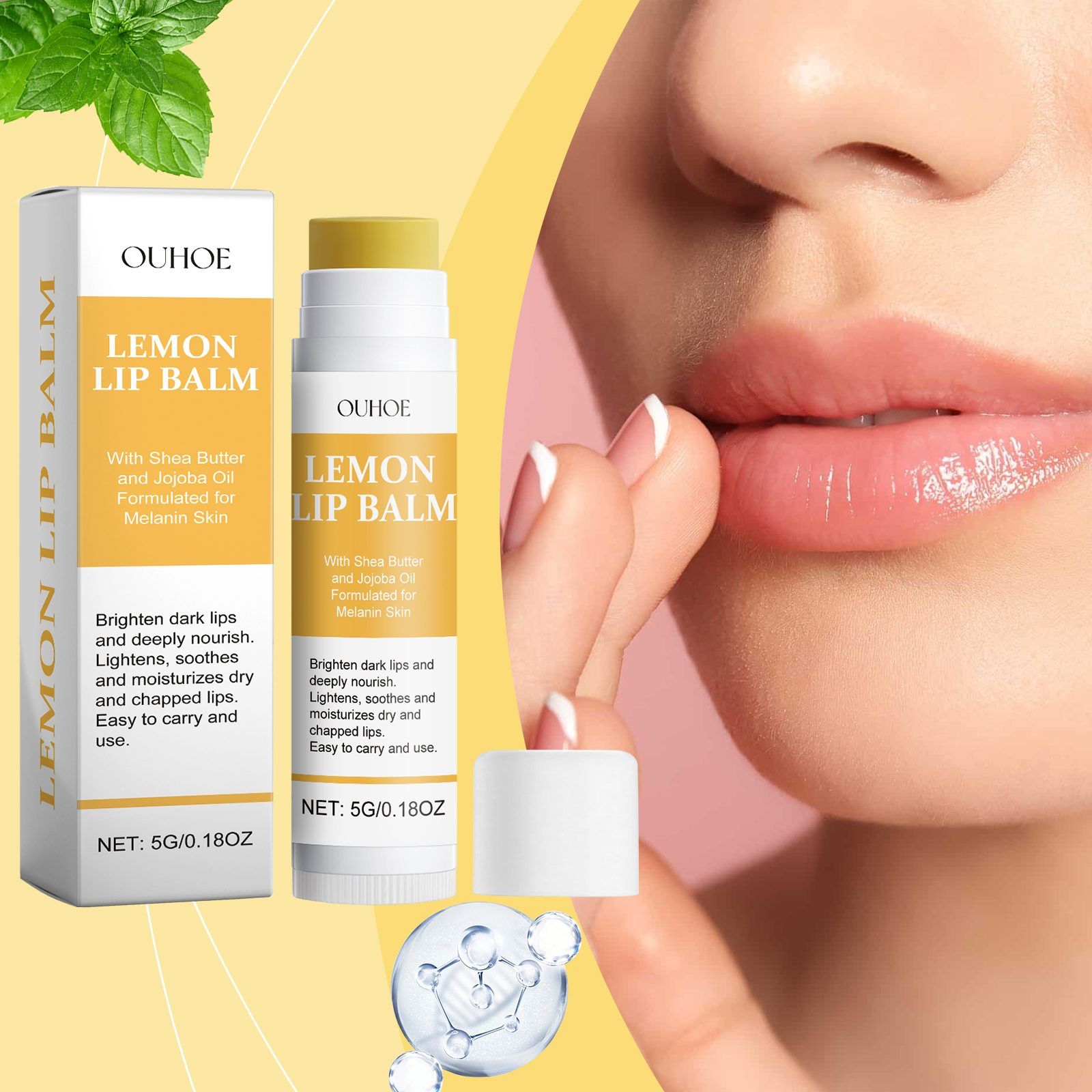 OUHOE Lemon Ginger Lip Balm, 5 g photo 8