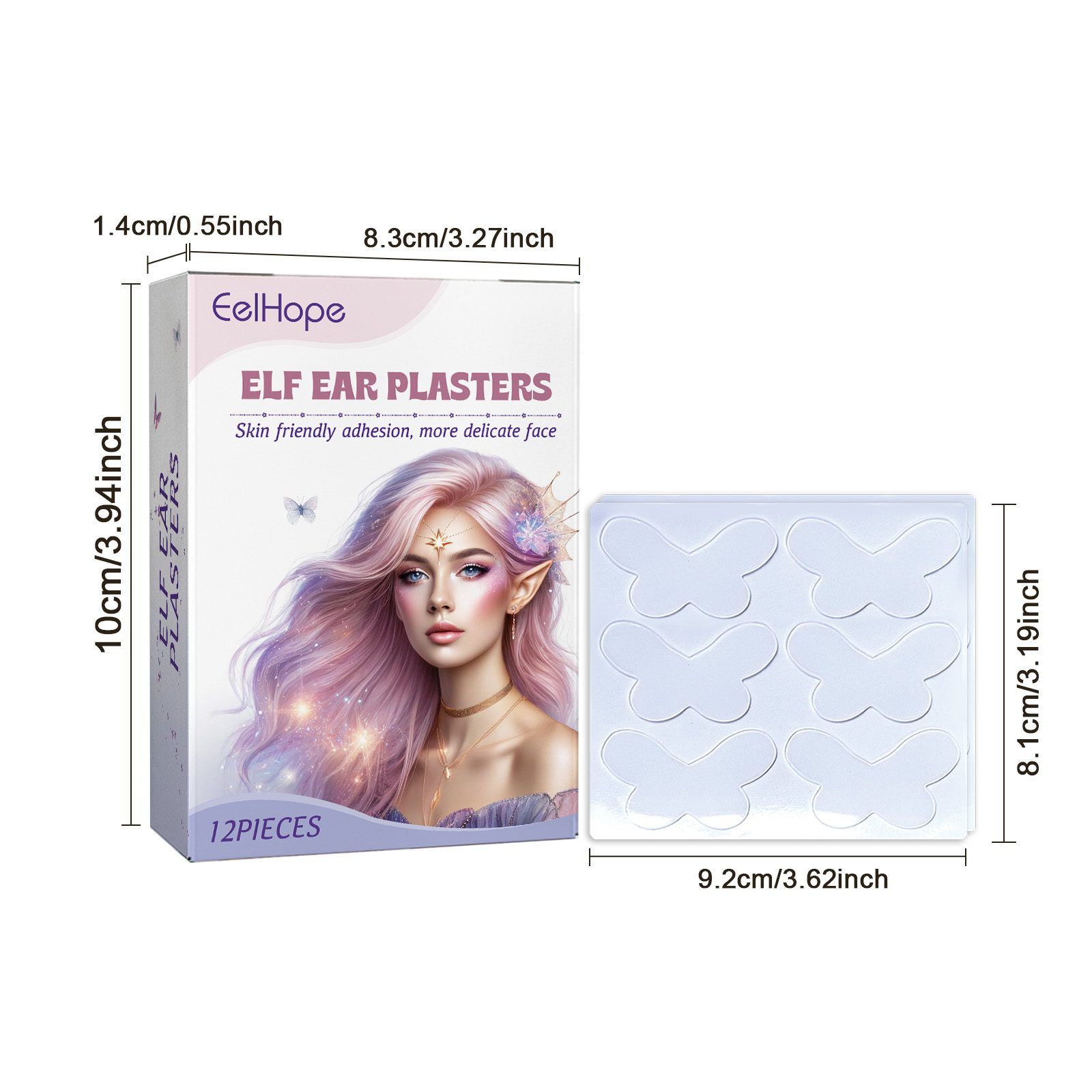 EELHOPE Butterfly Elf Ear Cosmetic Stickers, 12 Pieces photo 7