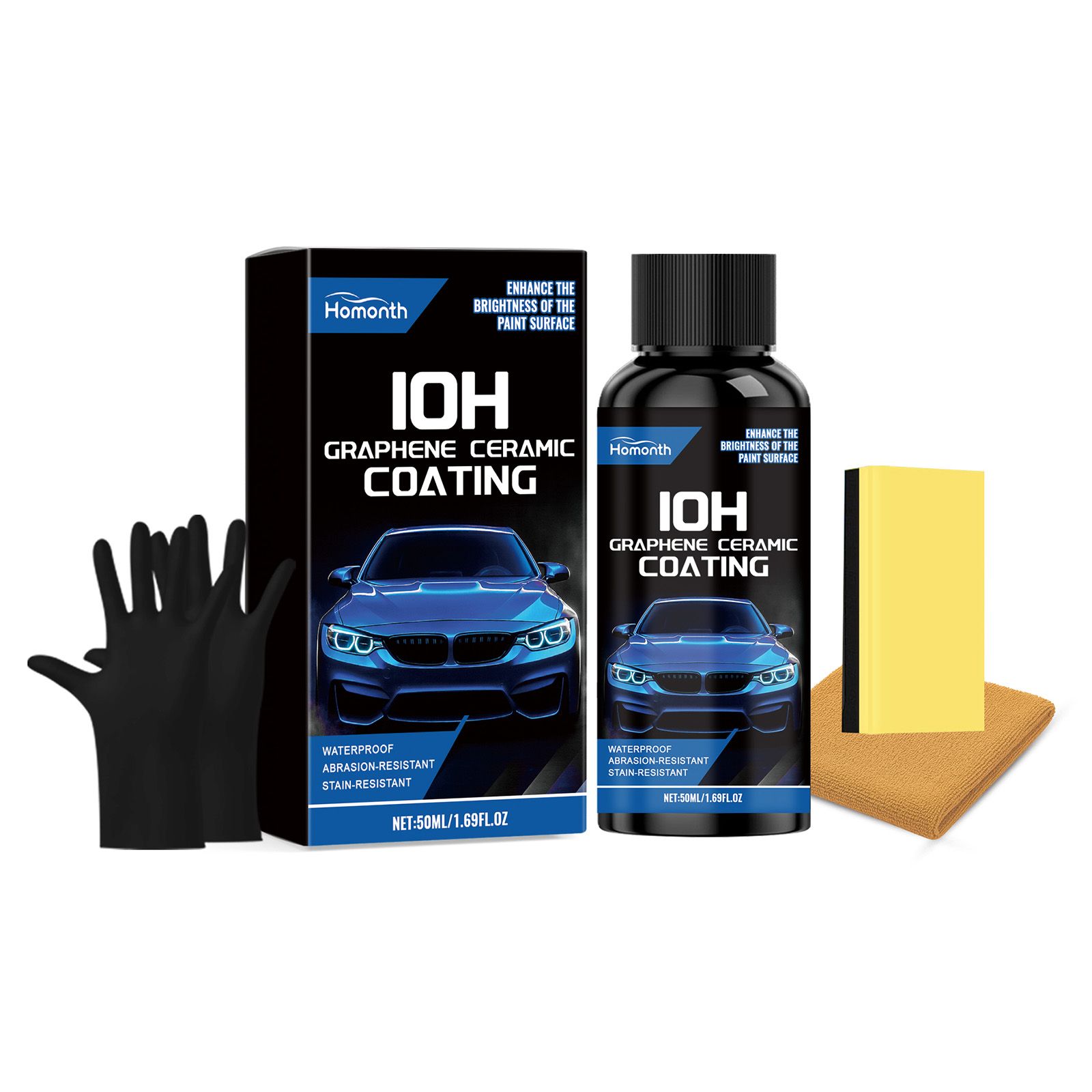 HOMONTH Automotive Ceramic Coating Kit, 50 ml Kit with Applicators photo 1