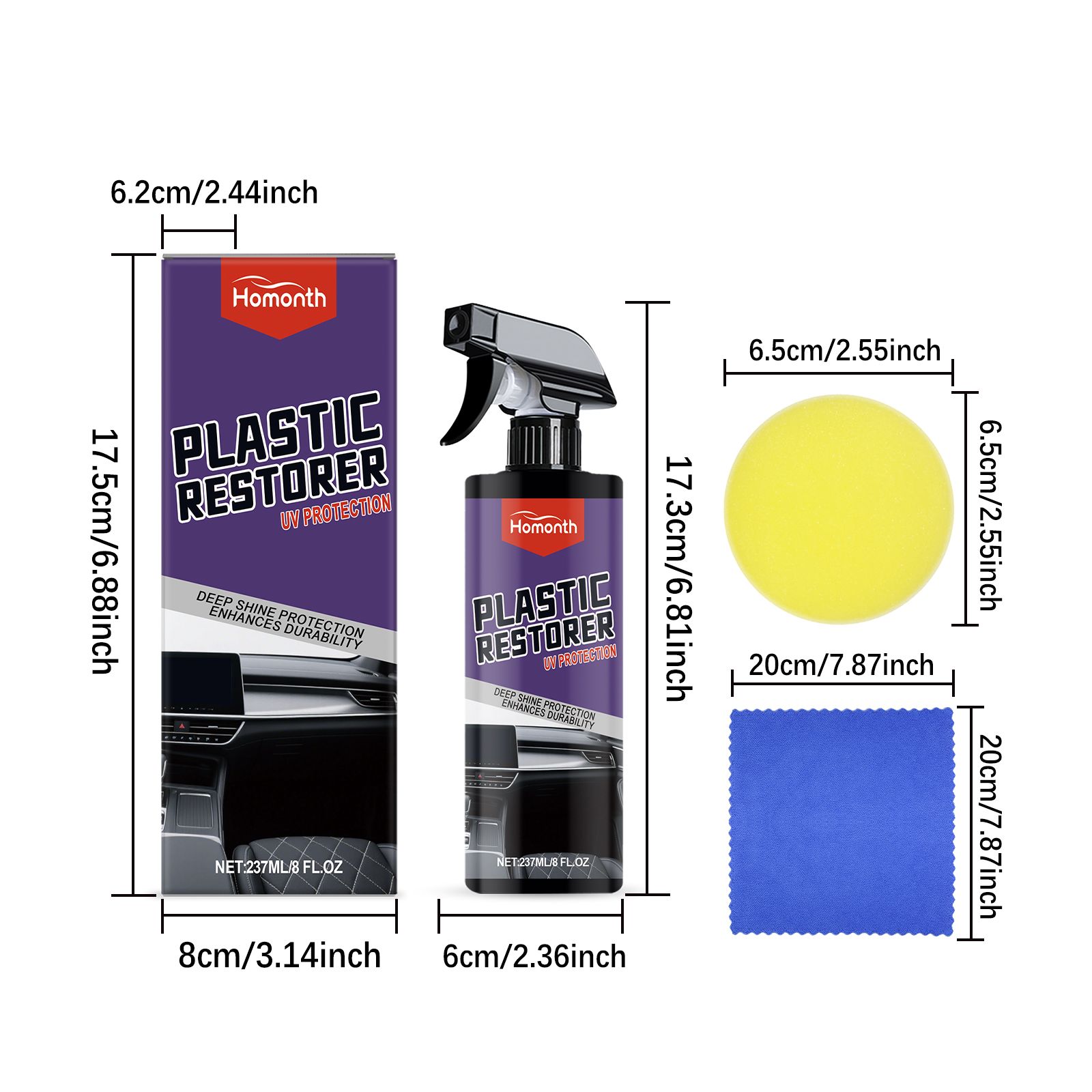 HOMONTH Automotive Plastic Care Spray, 1 Kit photo 3