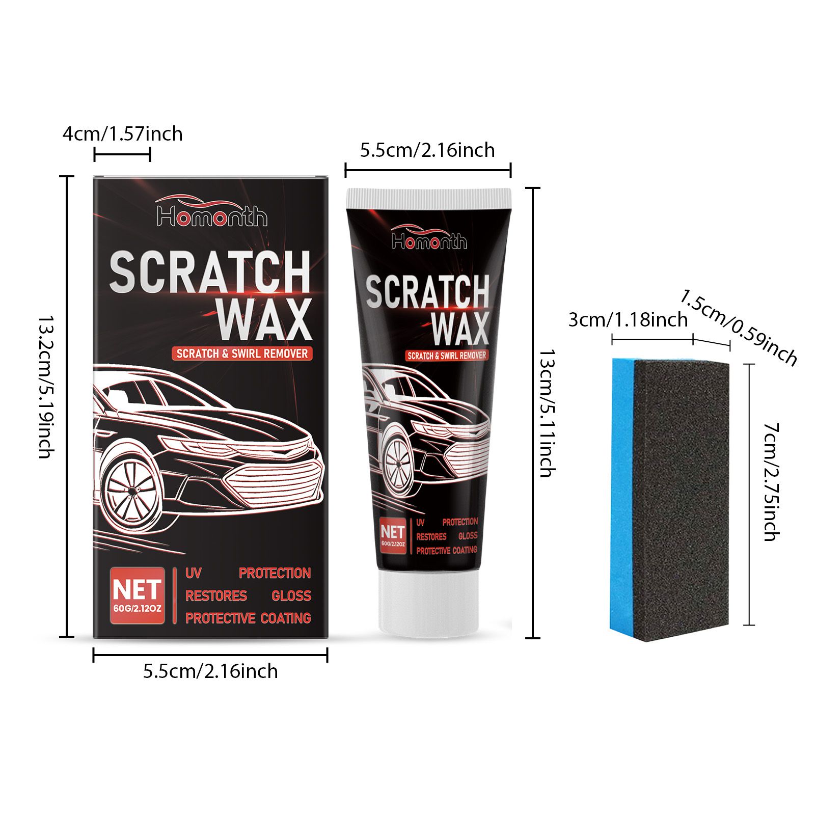 HOMONTH Automotive Paint Scratch Care Wax, 1 Kit photo 2