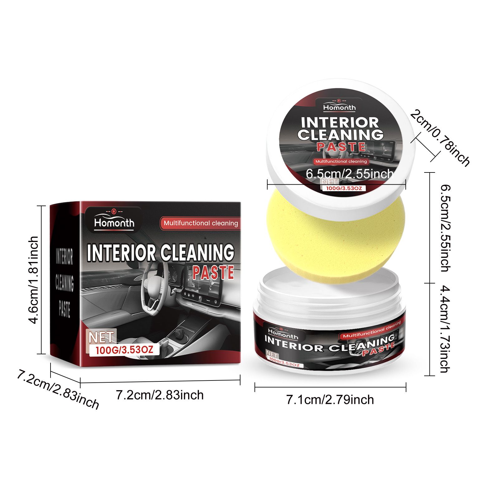 HOMONTH Automotive Interior Cleaning Paste, 1 Kit photo 3