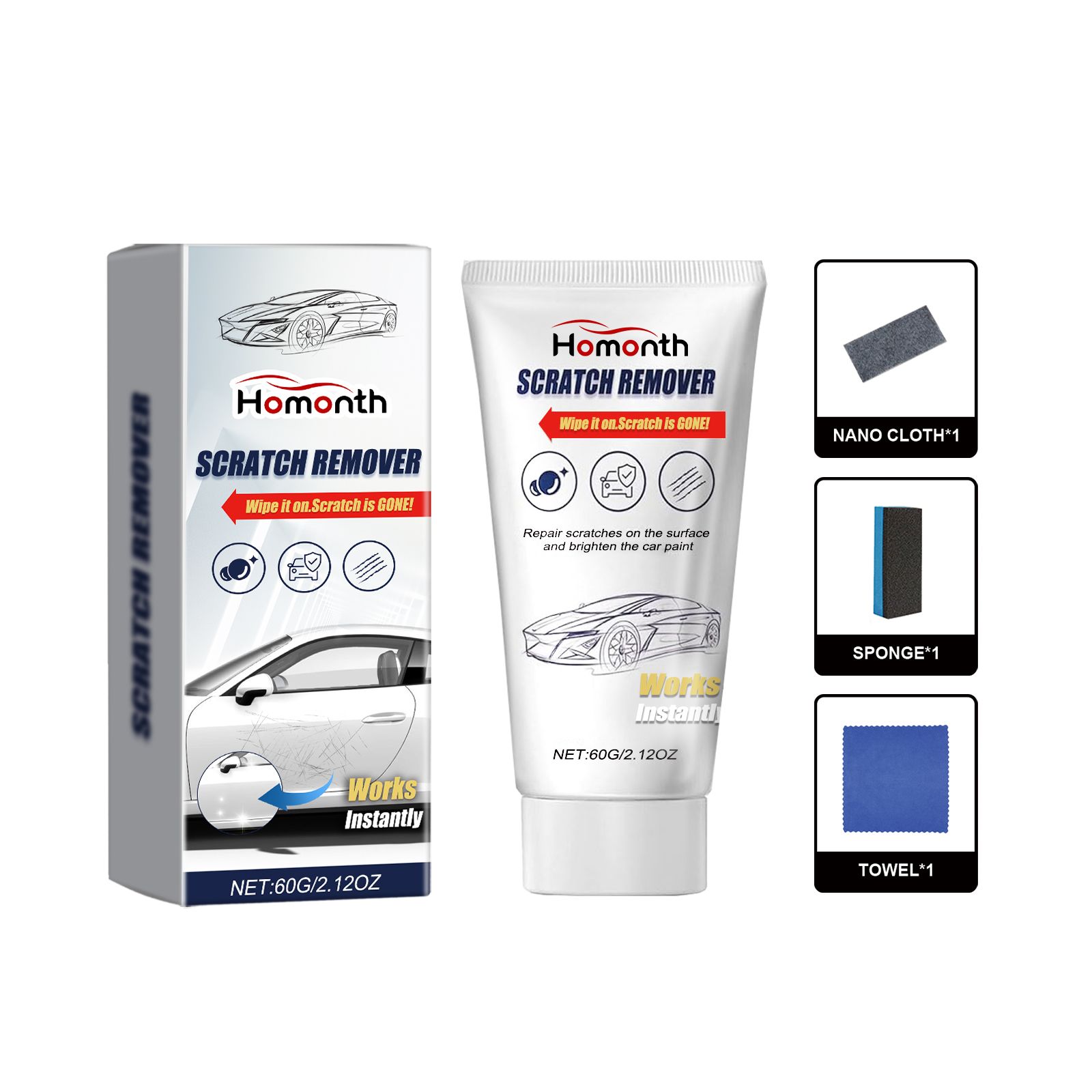 HOMONTH Automotive Paint Scratch Care Cloth Kit, 60 g Kit photo 1