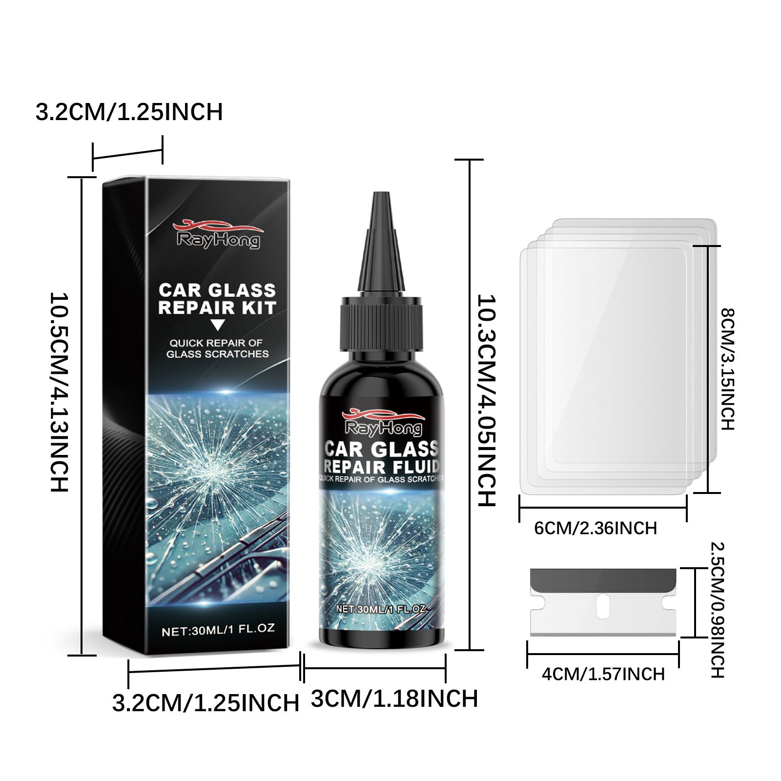 RAYHONG Windshield Repair Kit, 30 ml Kit photo 2