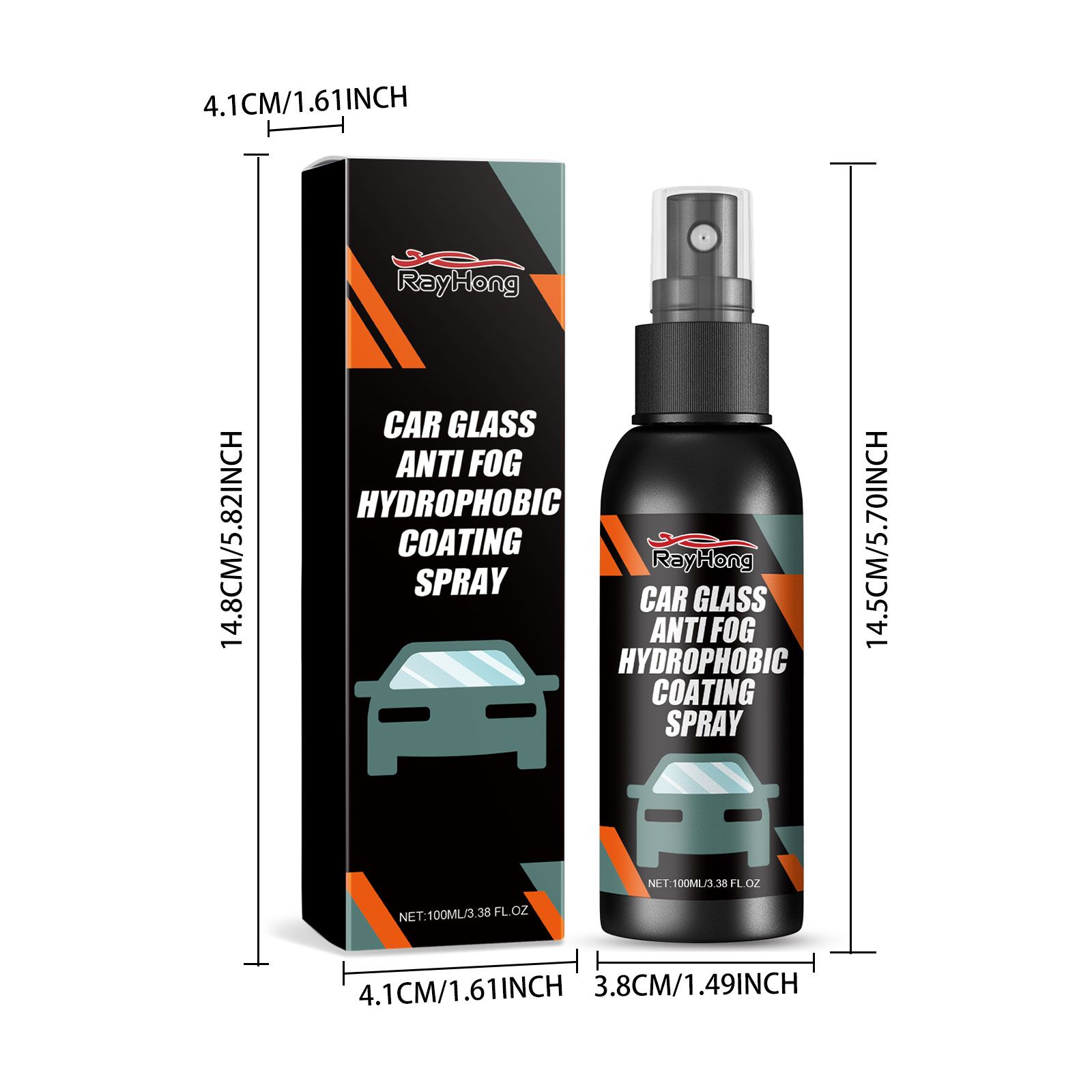 RAYHONG Automotive Glass Care Spray, 100 ml / 1 Bottle photo 3