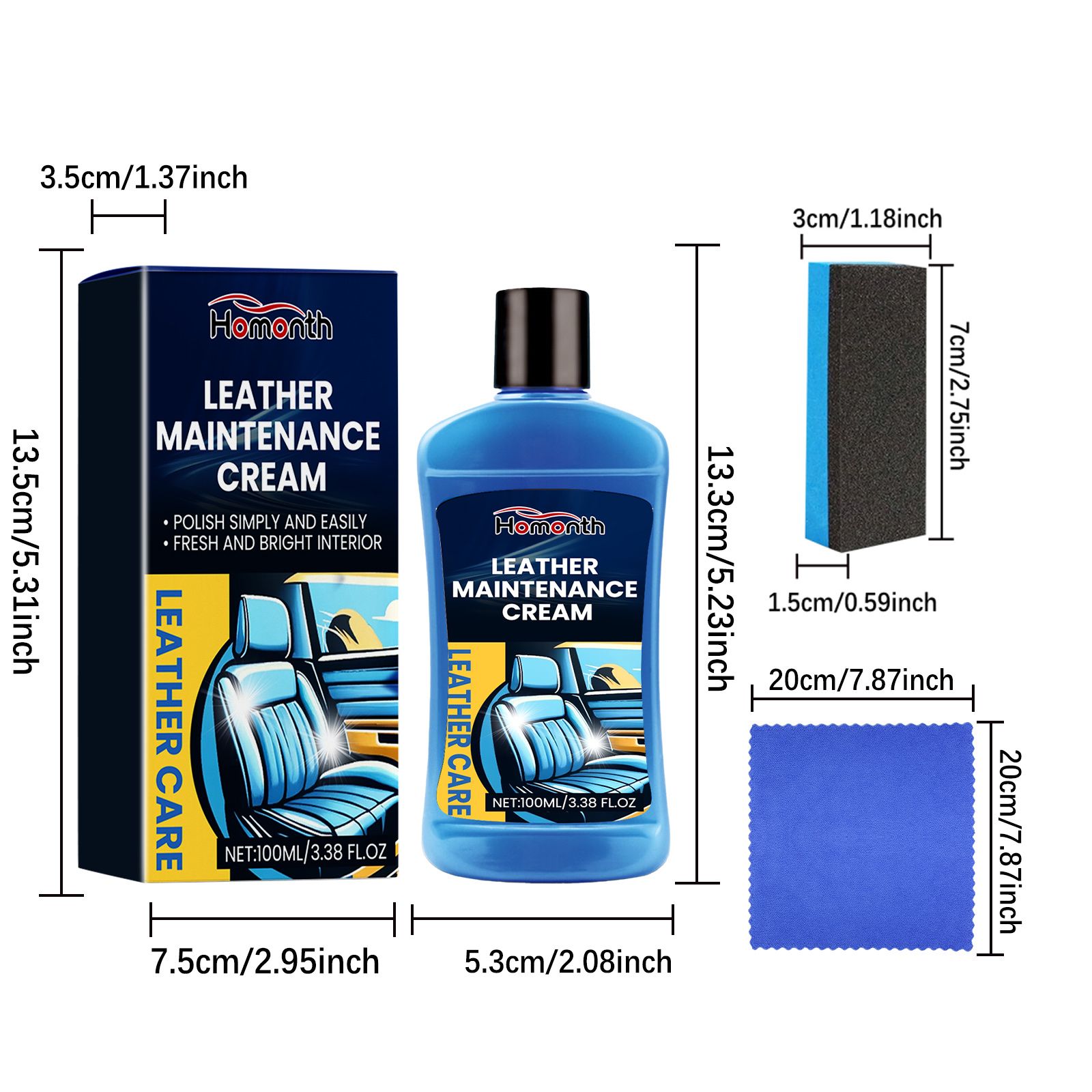 HOMONTH Automotive Interior Leather Care Paste Kit, 100 ml Kit photo 2