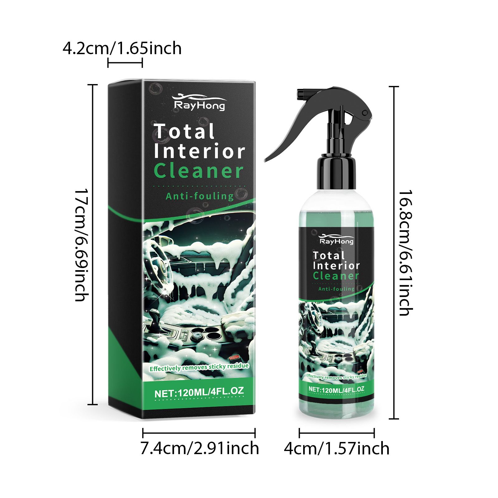 RAYHONG Automotive Interior Cleaner, 120 ml / 1 Bottle photo 3