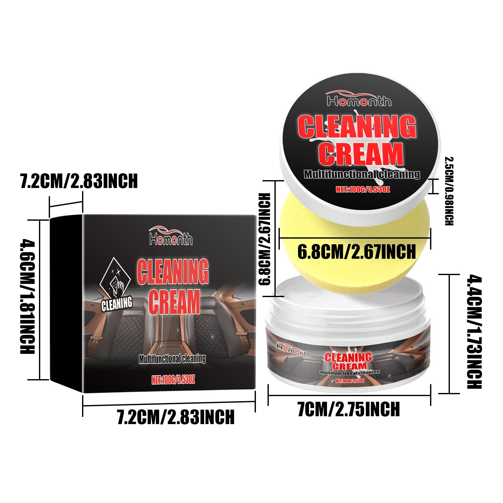 HOMONTH Automotive Interior Cleaning Cream, 1 Kit photo 2