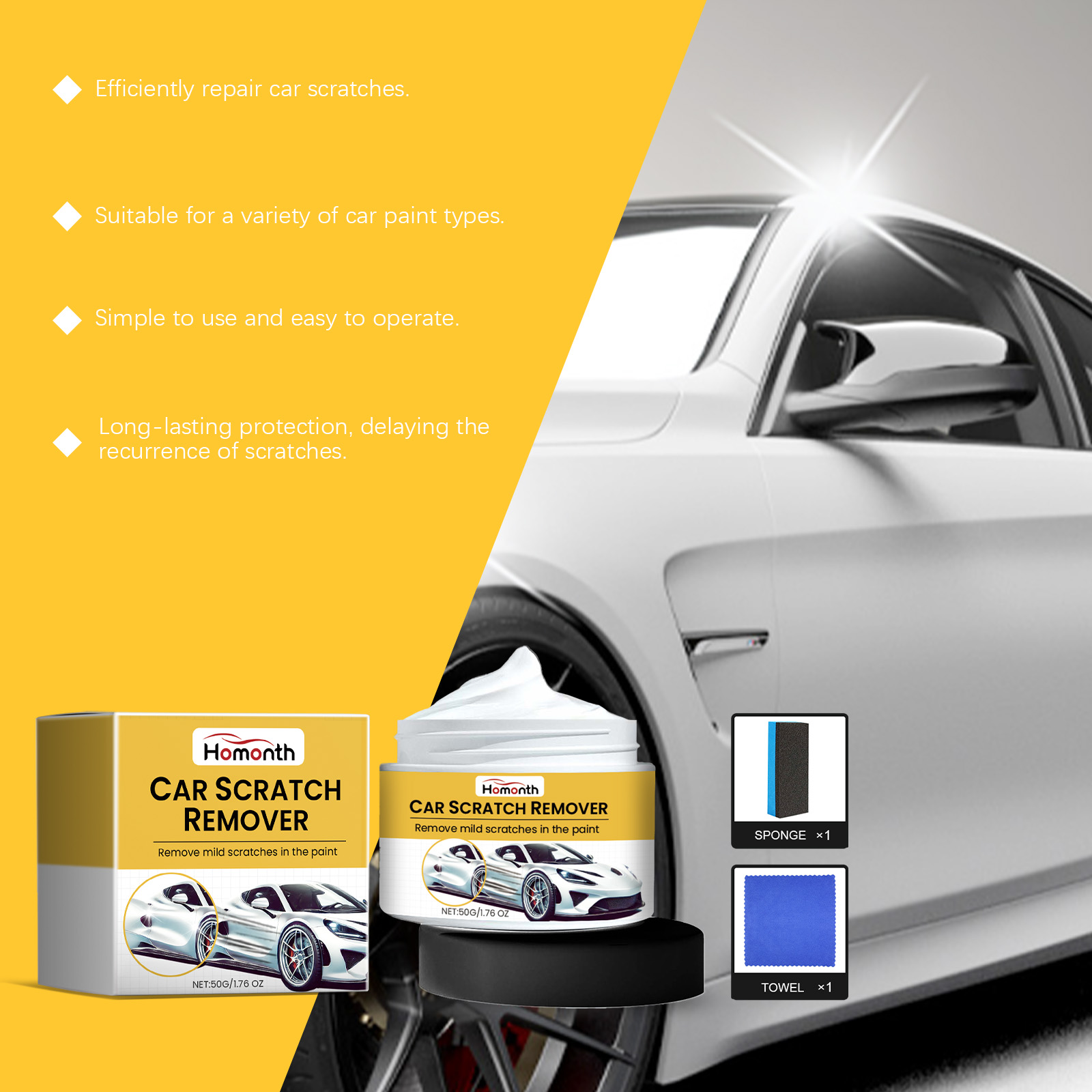 Scratch Repair Cream, Paint Coating Sealant Maintenance Balm photo 3