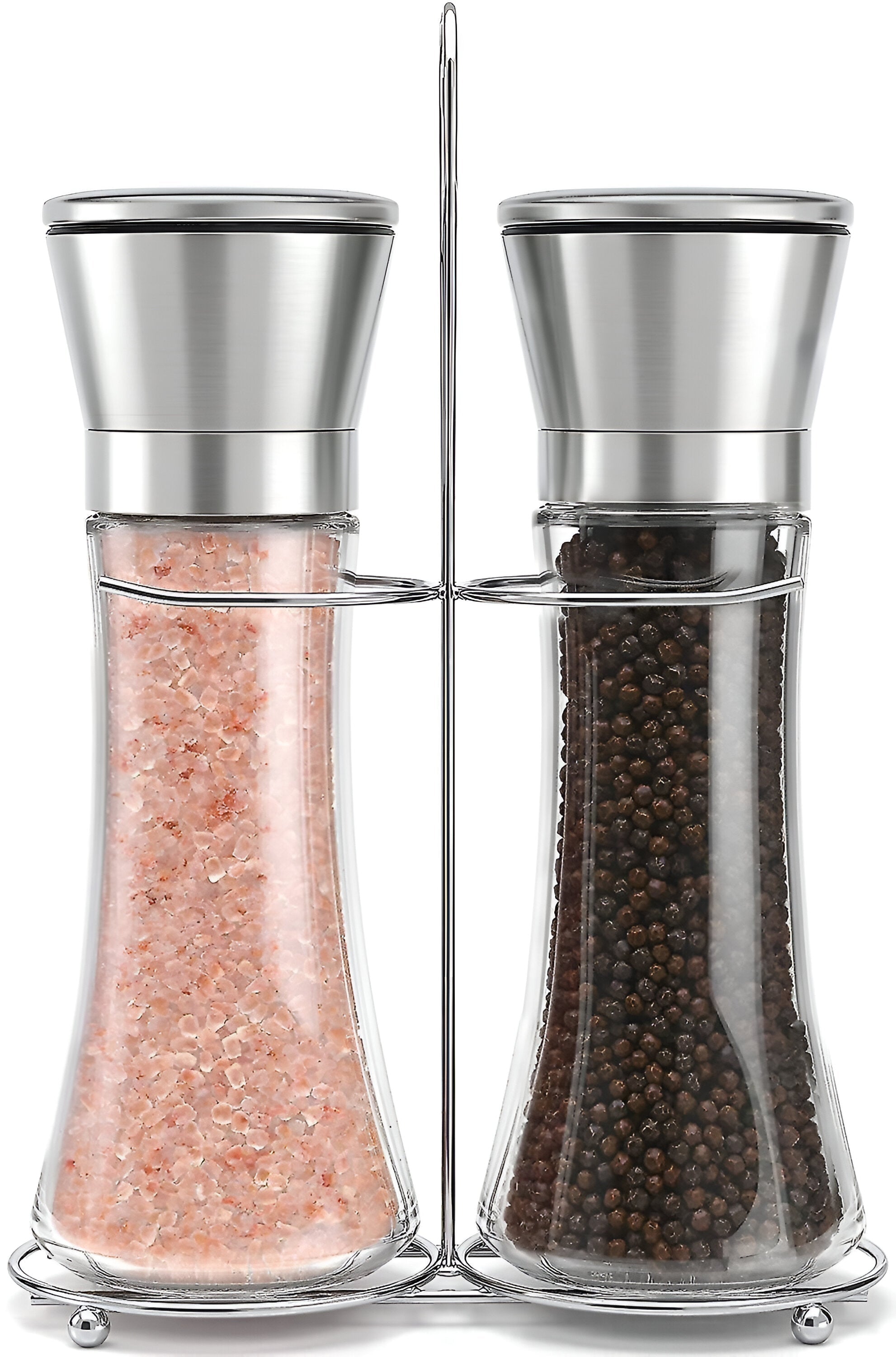 Salt And Pepper Spice Grinder Set For Convenient Kitchen Use With Stainless Stand photo 1