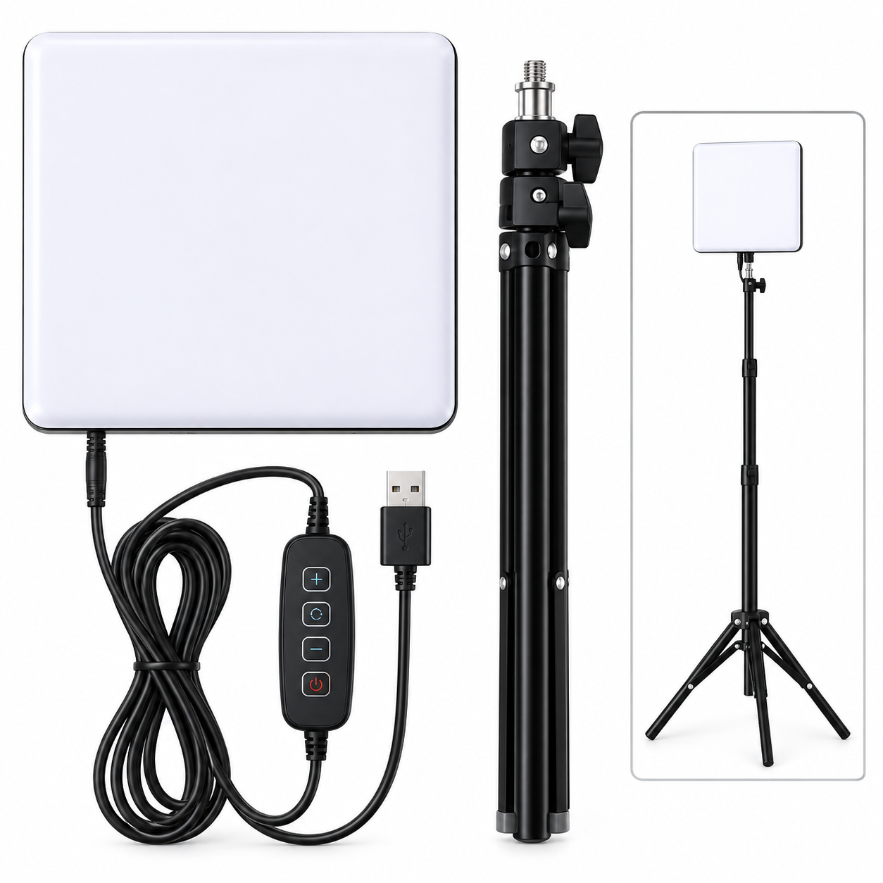 LED Fill Light With Adjustable Tripod Stand, USB Powered Dimmable Panel Light With 3 Lighting Modes, Portable Video Light For Live Streaming, Makeup, Photography, Content Creation & Video Calls photo 1