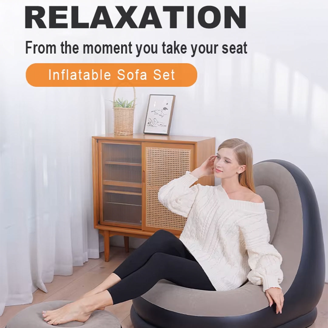Inflatable Lounge Chair With Footrest, Soft Flocked Surface photo 3