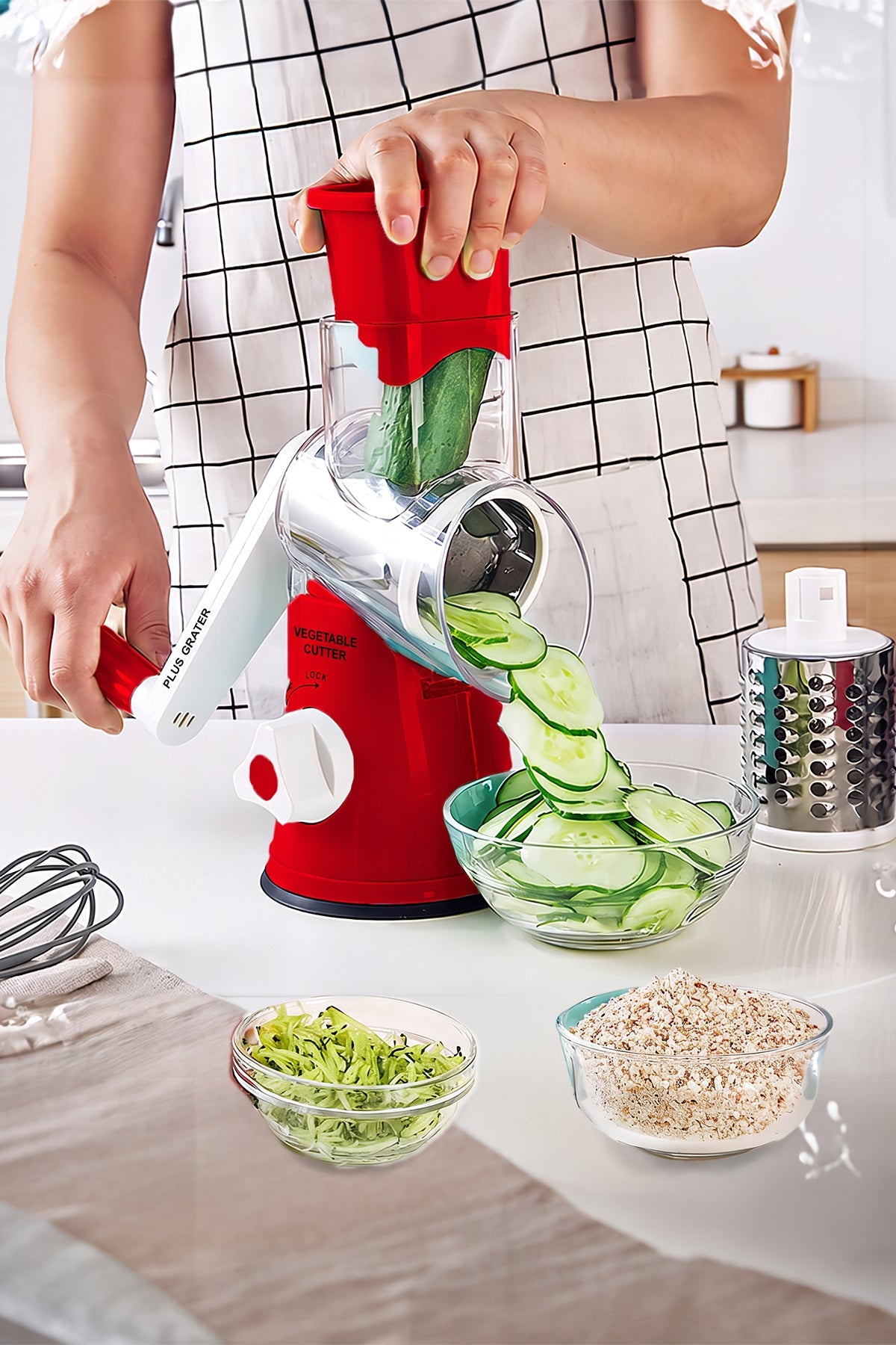Manual Fruit & Vegetable Slicer Grater With 3 Attachments And Suction Base photo 1
