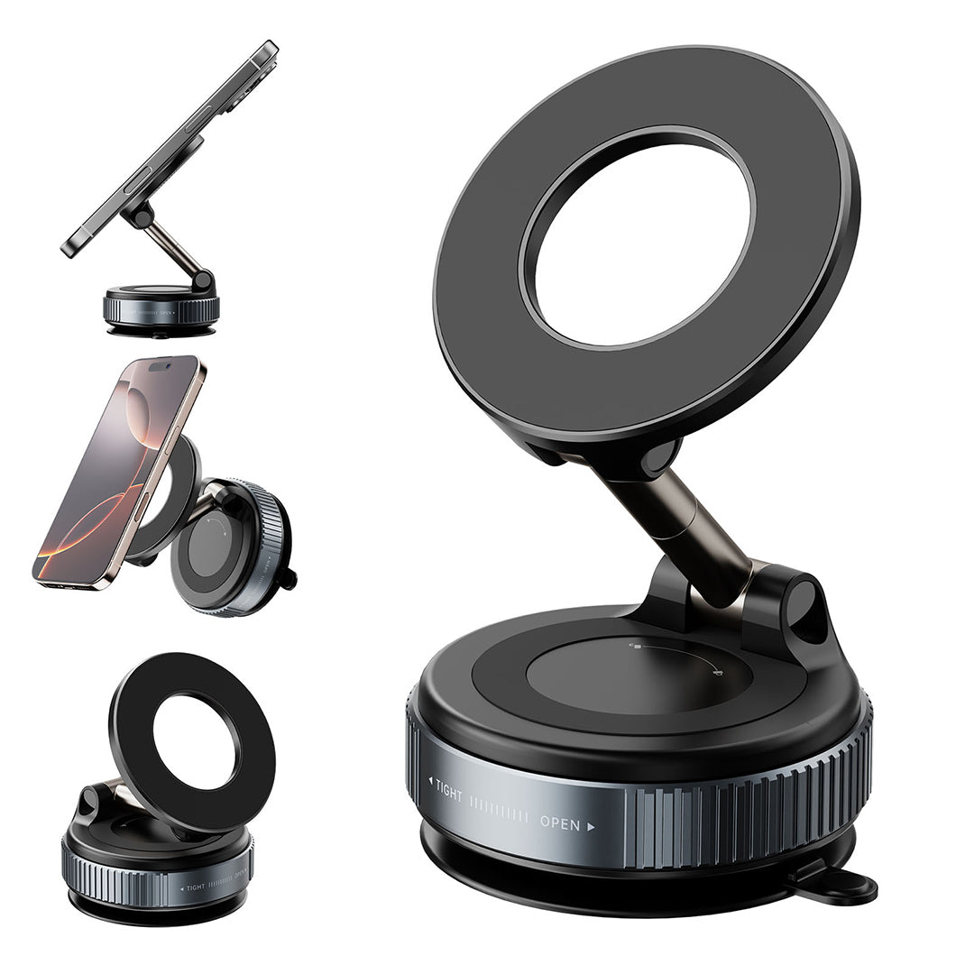 360 Degree Adjustable Magnetic Phone Holder - Vacuum Base & Foldable Design photo 1