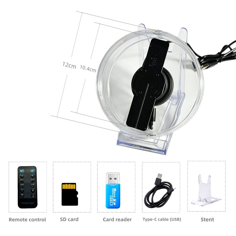 Wiilala LS-12 Ultra HD Mini 3D Holographic Fan, USB 5V3A Power Supply, APP Control, Built-in Speaker For Shop Promotion Holiday Event Decoration photo 3