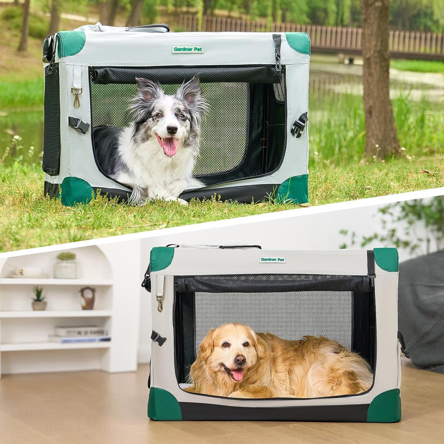 Gardner Pet Foldable Dog Crate, Grey, 66 X 48 X 48 Cm, Cats And Dogs Up To 15 Kg photo 2