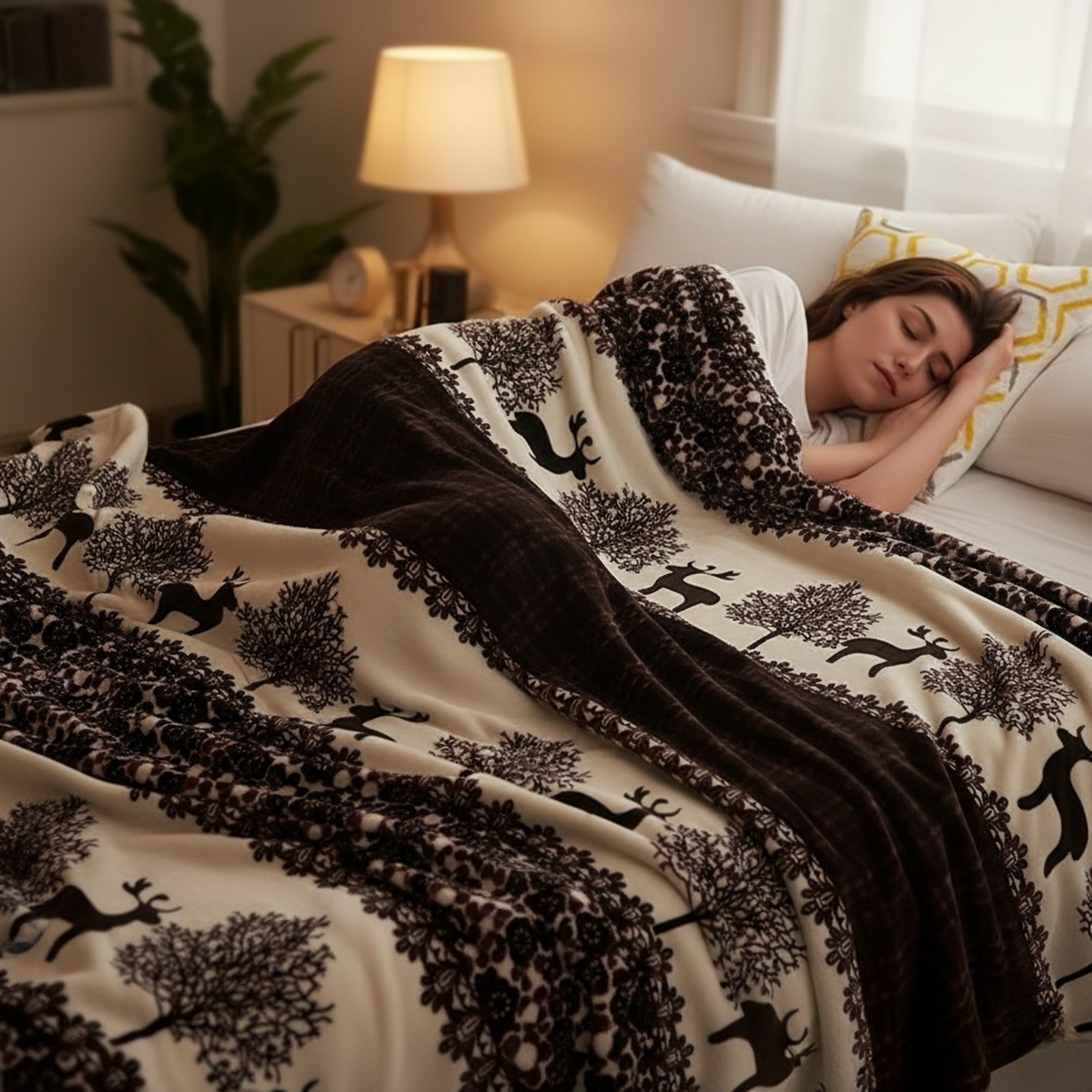 1PC Soft Fleece Throw Blanket, Lightweight Warm Plush Blanket For Camping Sofa Bedroom photo 5