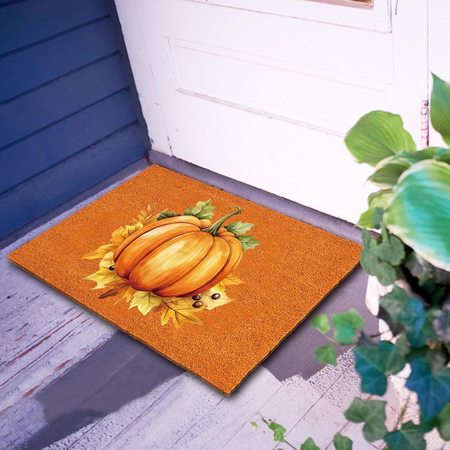 Fall Pumpkin Door Mat 30x18 Inch, Rustic Welcome Mat For Front Door, Halloween Thanksgiving Autumn Indoor Outdoor Decor photo 5