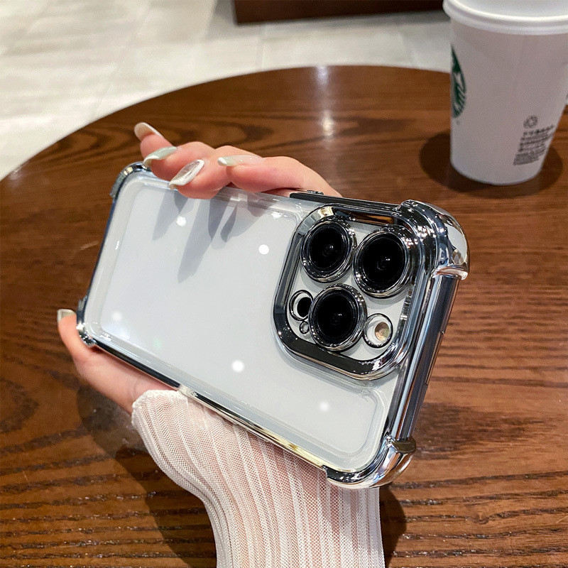 Four-corner Drop-resistant Phone Case Full Cover Transparent Electroplated Space Protective Cover photo 5