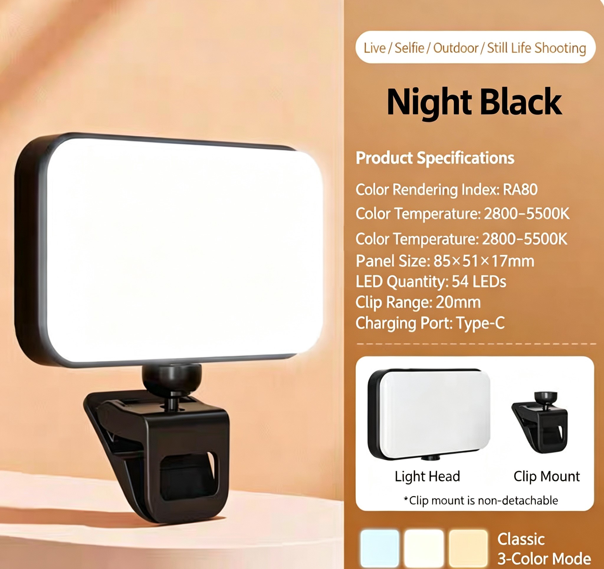 Mini Portable Hand Held LED Fill Light Adjustable Photography Video Lighting Lamp For Phone Live Streaming Food Shooting Outdoor Ambient Fill Lamp photo 3