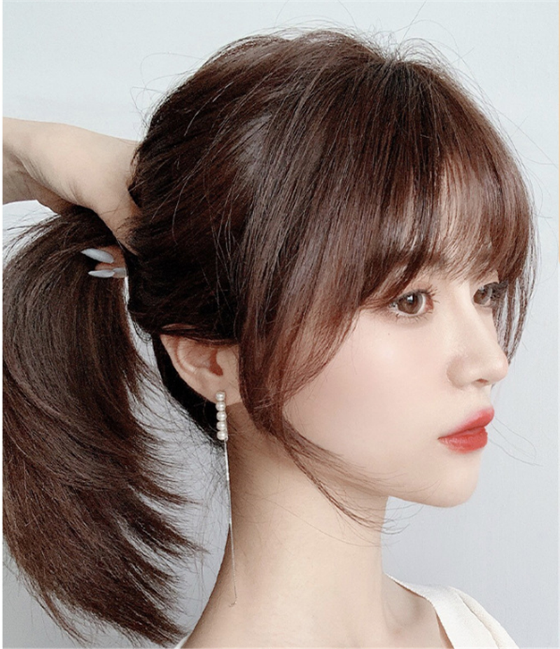 Real Hair Wig Mechanism 3D Air Bangs Wig photo 5