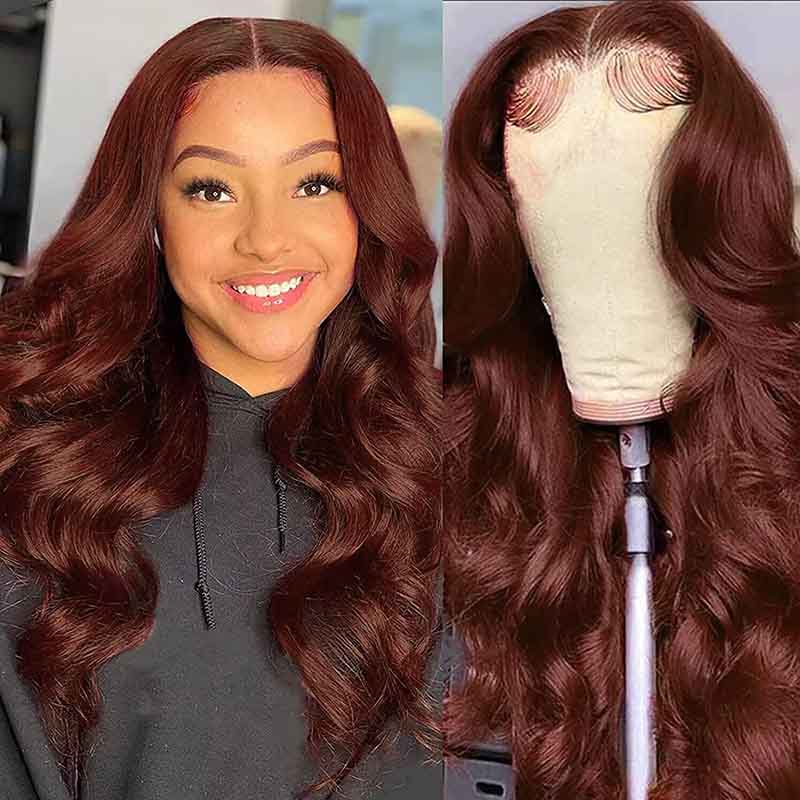 4x6 Lace Human Hair Wig Reddish-Brown Body Wave, Density, 10 Inches photo 2