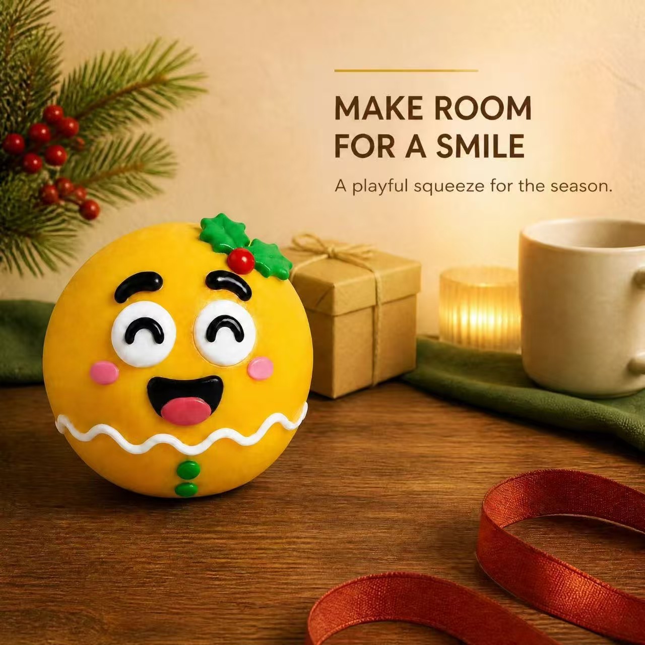 Christmas Squeeze Ball Stress Relief Toy, Slow Rebound Festive Character Fidget Ball, TPR Shell Flour-Filled, Holiday Party Favors Stocking Stuffers For Kids Adults photo 4
