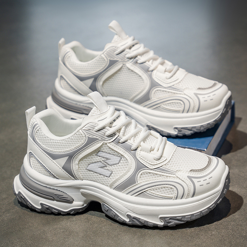 New Spring Autumn Men's Chunky Dad Shoes, Breathable Mesh Trendy Versatile Thick Sole Height Increasing Casual Sports Sneakers photo 1