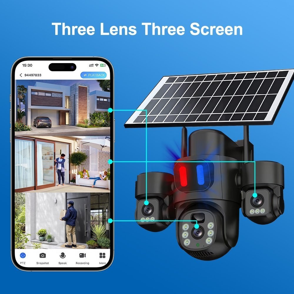 3-in-1 Wireless Solar Camera 360  Waterproof Durable Outdoor Energy Saving WIFI photo 3