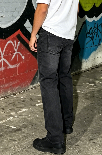 Vintage Washed Jeans Men Black Grey Straight Leg Denim Pants US Local Stock Streetwear photo 7