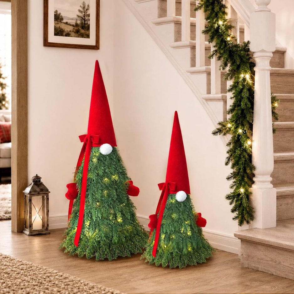 Christmas Decor, 2 Pack Christmas Gnome Topiary Trees, 32 And 27 Inch photo 5