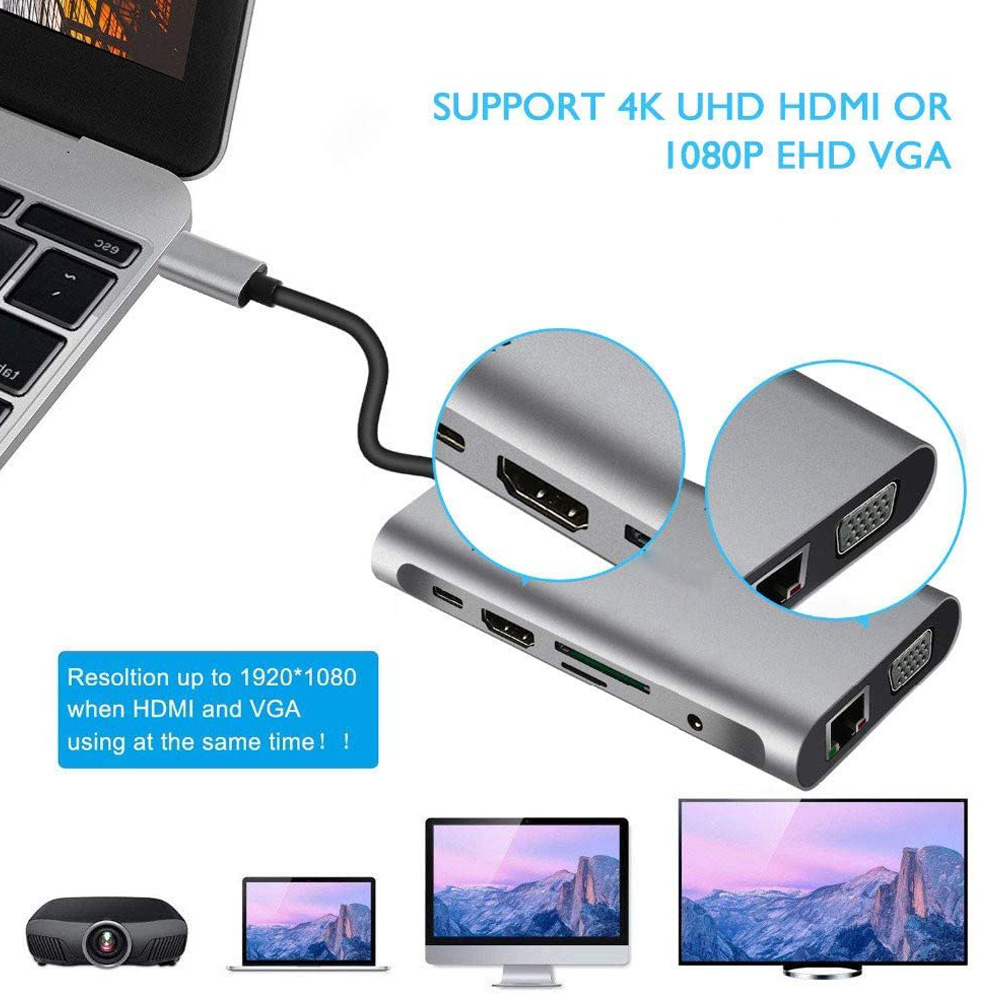 USB Type C to HDMI Ten in one expansion dock usb dock photo 3