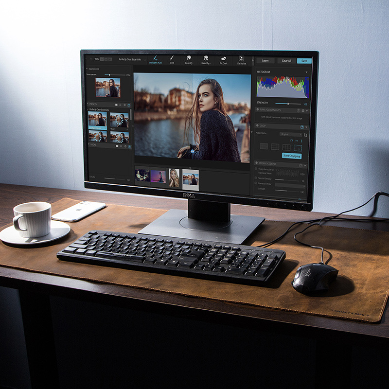 Extra large non-slip desktop computer desk leather pad photo 4