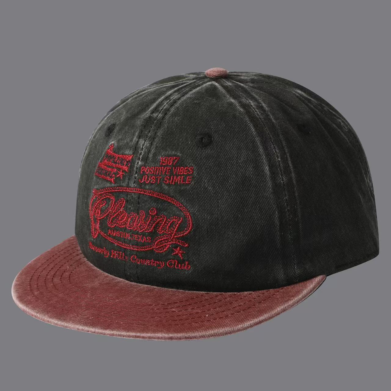 Color-matched Embroidery Letters 1987 Flat-brim Baseball Cap, Suitable For Both Men And Women, Suitable For Daily Work, Commuting To School Or Other Outings. photo 1