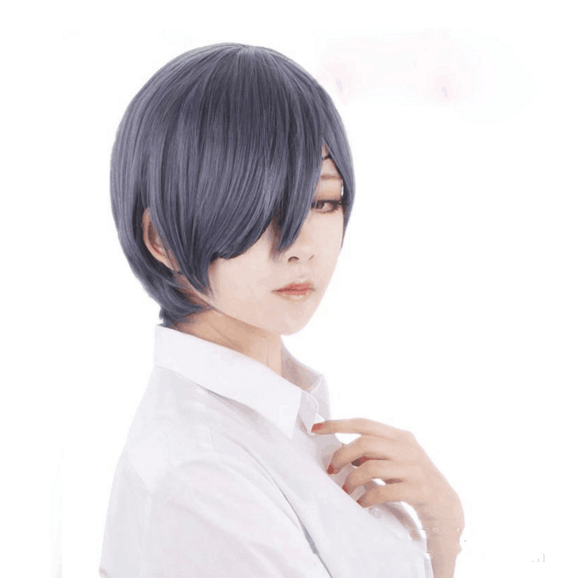 Wig Men's Purple Gray Mixed Color Short Hair photo 4