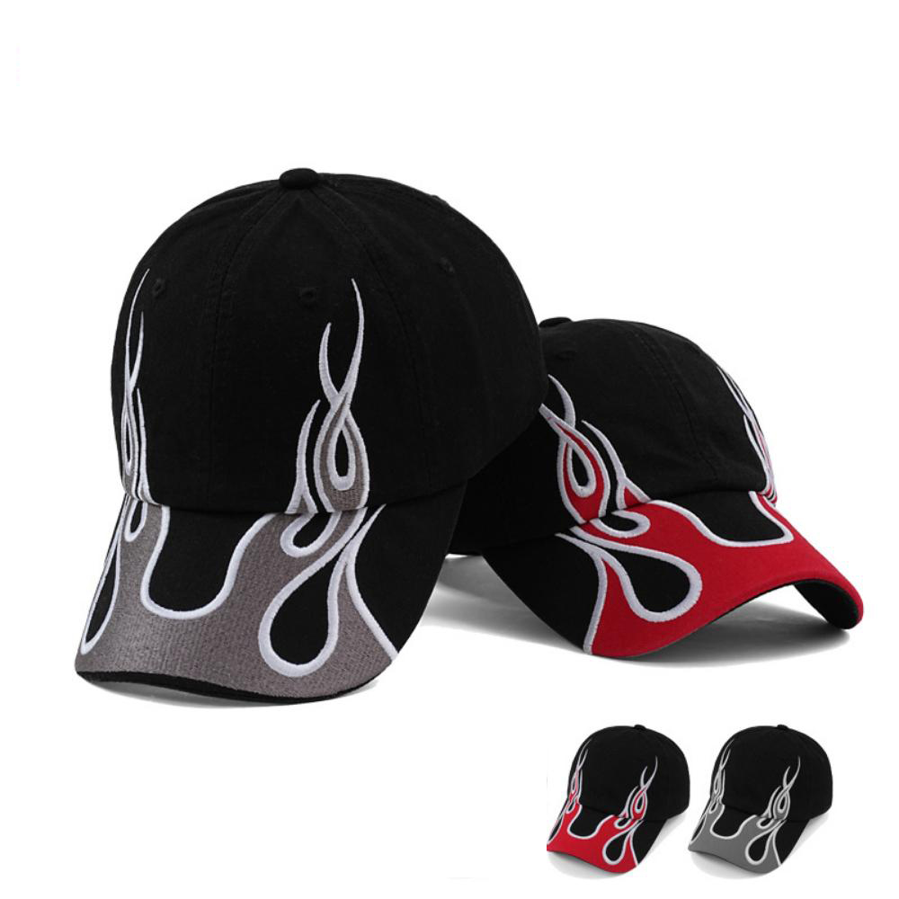 American-style Color-matched Flame Baseball Cap, Retro Washed Soft Top Baseball Cap, Men's And Women's Street Fashion Casual Hat photo 3