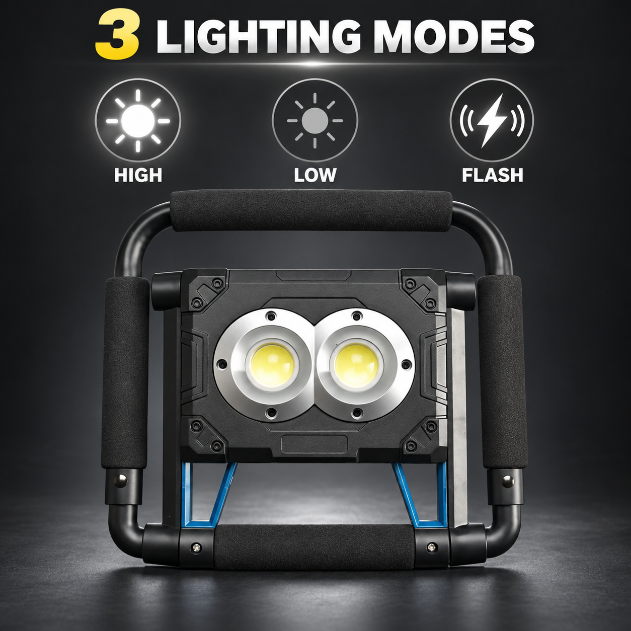 Solar Powered Rechargeable Magnetic Battery Display LED Flood Light W874 3 3600mAh 30W Work Lamp photo 4