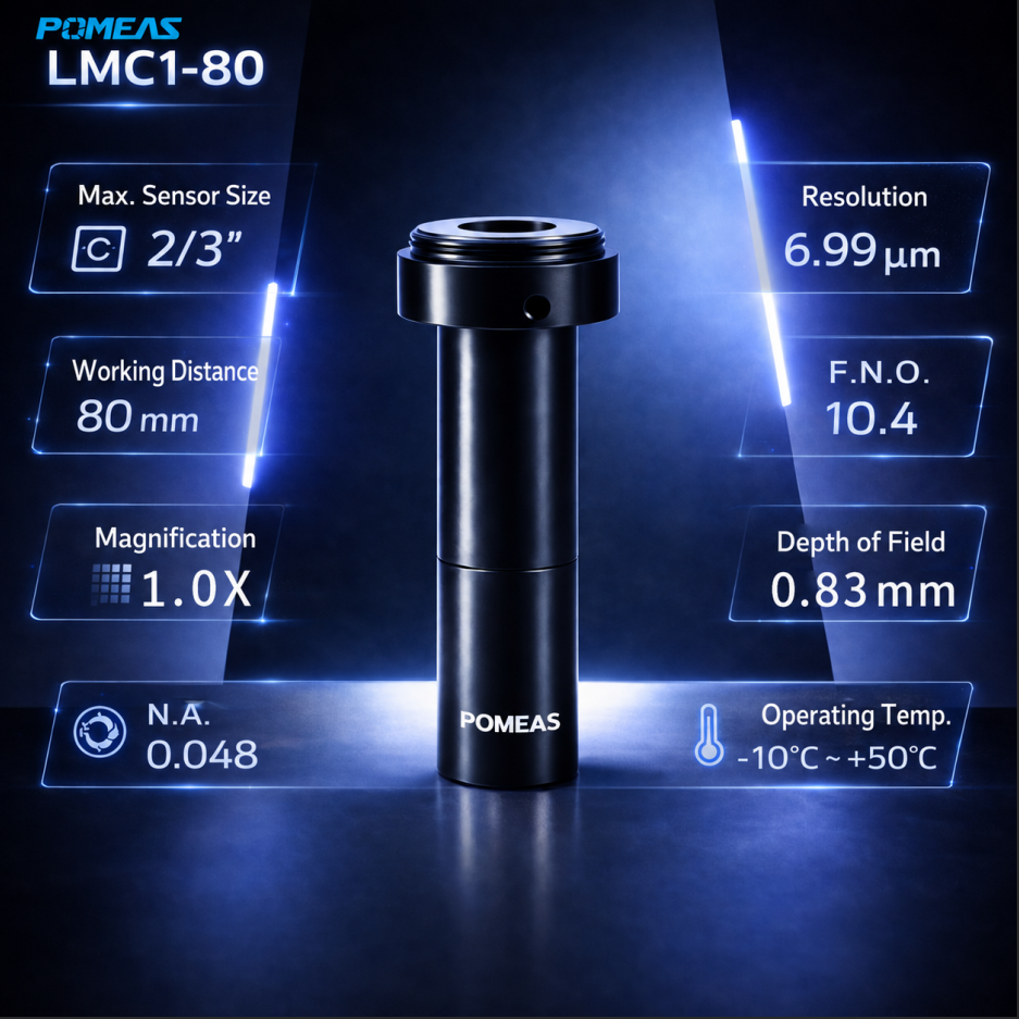 1X Macro Telecentric Lens 2     3 Inch C Mount 80mm Working Distance Low Distortion For Machine Vision MC Series LMC1-80 photo 1